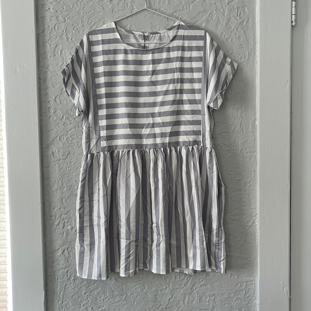 Striped Gray and White Dress